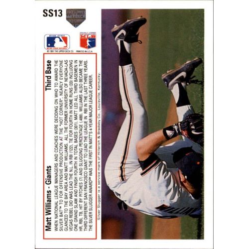  1991 Upper Deck Silver Sluggers #SS13 Matt Williams