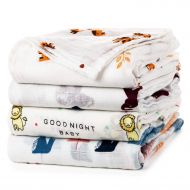 Baby Swaddle Blanket Upsimples Unisex Swaddle Wrap Soft Silky Bamboo Muslin Swaddle Blankets Neutral Receiving Blanket for Boys and Girls, Large 47 x 47 inches, Set of 4-Sika Deer/