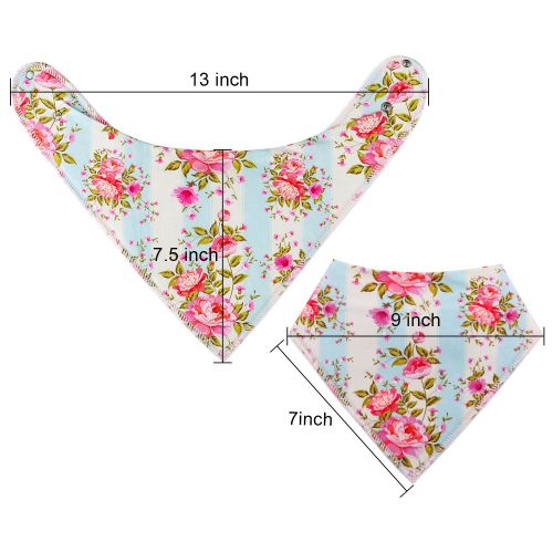  [아마존 핫딜]  [아마존핫딜]10-Pack Baby Bandana Bibs Upsimples Baby Girl Bibs for Drooling and Teething, 100% Organic Cotton and Super Absorbent Hypoallergenic Bibs Baby Shower Gift - “Blossom Set”