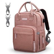 [아마존 핫딜]  [아마존핫딜]Diaper Bag Backpack Upsimples Multi-Function Maternity Nappy Bags for Mom, Travel Back Pack Baby Bag with Laptop Pocket,USB Charging Port,Stroller Straps -Pink
