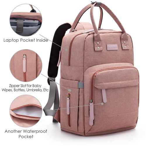  [아마존 핫딜]  [아마존핫딜]Diaper Bag Backpack Upsimples Multi-Function Maternity Nappy Bags for Mom, Travel Back Pack Baby Bag with Laptop Pocket,USB Charging Port,Stroller Straps -Pink