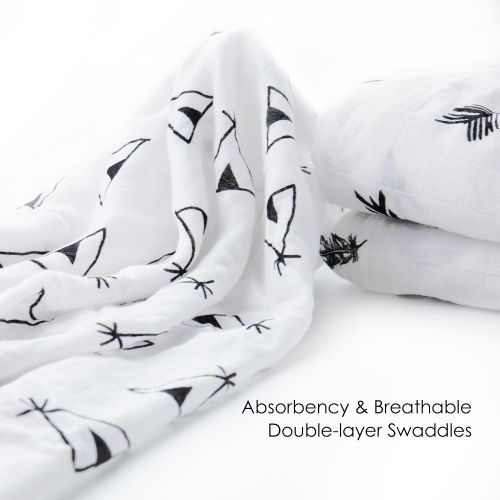  [아마존 핫딜]  [아마존핫딜]Baby Swaddle Blanket Upsimples Unisex Swaddle Wrap Soft Silky Bamboo Muslin Swaddle Blankets Neutral Receiving Blanket for Boys and Girls, Large 47 x 47 inches, Set of 4-Arrow/Feat