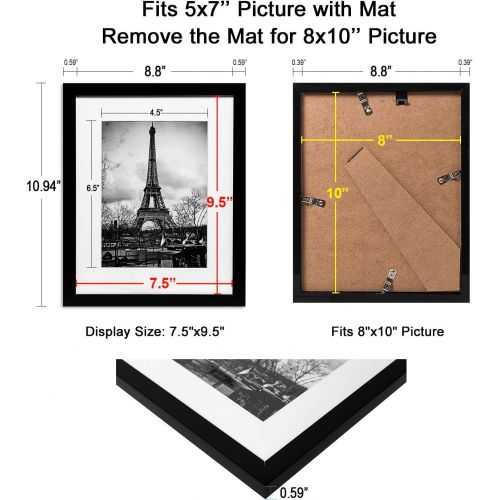  [아마존 핫딜] [아마존핫딜]Upsimples upsimples 8x10 Picture Frame Set of 10,Display Pictures 5x7 with Mat or 8x10 Without Mat,Multi Photo Frames Collage for Wall or Tabletop Display,Black