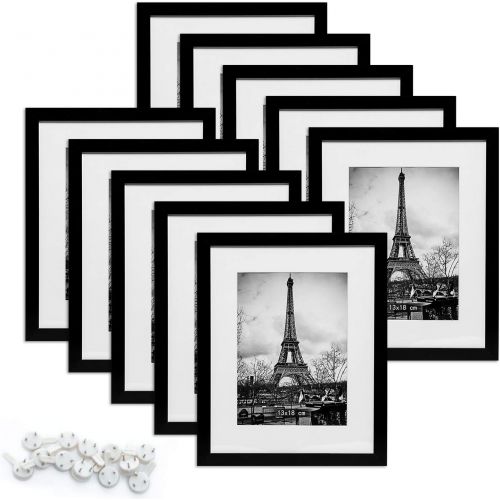  [아마존 핫딜] [아마존핫딜]Upsimples upsimples 8x10 Picture Frame Set of 10,Display Pictures 5x7 with Mat or 8x10 Without Mat,Multi Photo Frames Collage for Wall or Tabletop Display,Black