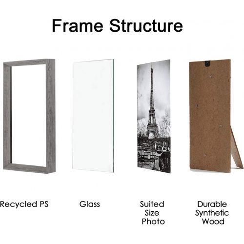  [아마존 핫딜] [아마존핫딜]Upsimples upsimples 8x10 Picture Frame with Real Glass Set of 5,Display Pictures 5x7 with Mat or 8x10 Without Mat,Rustic Photo Frames for Wall or Tabletop Display