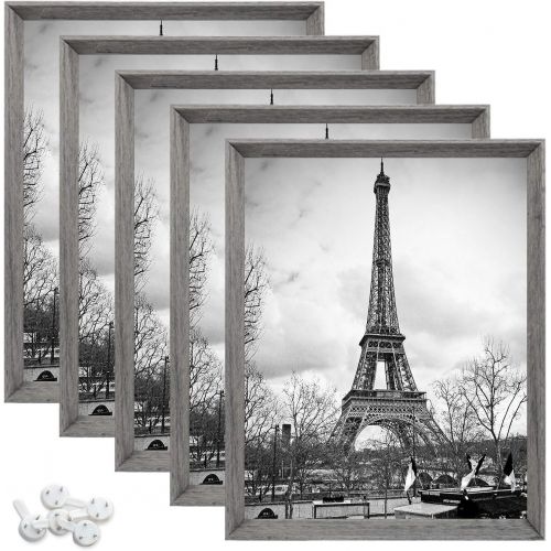  [아마존 핫딜] [아마존핫딜]Upsimples upsimples 8x10 Picture Frame with Real Glass Set of 5,Display Pictures 5x7 with Mat or 8x10 Without Mat,Rustic Photo Frames for Wall or Tabletop Display