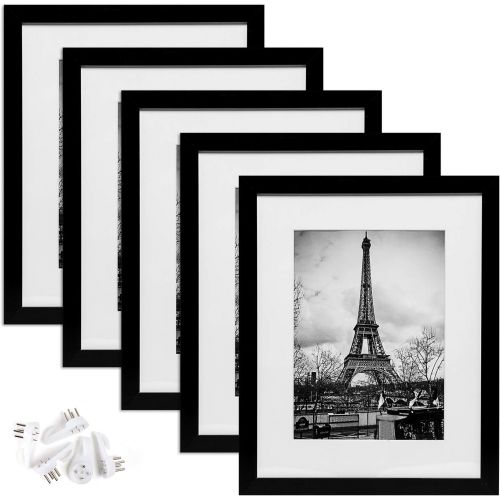  [아마존 핫딜] Upsimples upsimples 11x14 Picture Frame Set of 5,Display Pictures 8x10 with Mat or 11x14 Without Mat,Black Photo Frames for Wall Display