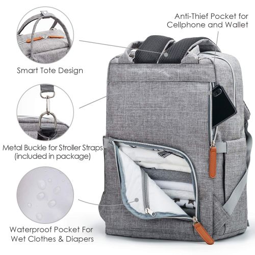  [아마존베스트]Diaper Bag Backpack Upsimples Multi-Function Maternity Nappy Bags for Mom & Dad, Travel Back Pack...