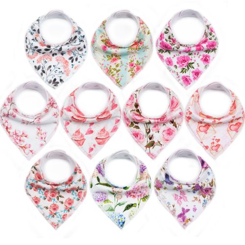  [아마존베스트]10-Pack Baby Bandana Bibs Upsimples Baby Girl Bibs for Drooling and Teething, 100% Organic Cotton...