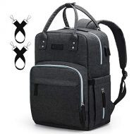 [아마존베스트]Diaper Bag Backpack Upsimples Multi-Function Maternity Nappy Bags for Mom & Dad, Travel Back Pack Baby Bag with Laptop Pocket,USB Charging Port,Stroller Straps -Dark Grey