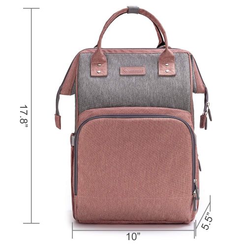  Diaper Bag Backpack Nappy Bag Upsimples Baby Bags for Mom Maternity Diaper Bag with USB Charging Port Stroller Straps Thermal Pockets,Water Resistant,Pink&Gray