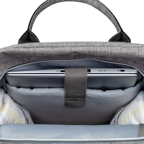  Diaper Bag Backpack Upsimples Multi-Function Maternity Nappy Bags for Mom&Dad, Baby Bag with Laptop Pocket,USB Charging Port,Stroller Straps -Light Grey