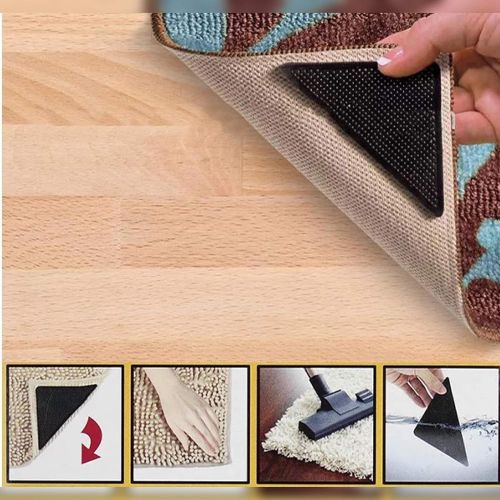  upupmomo Rug Grippers, Carpet mats, Fixed Carpet Stickers, for Hardwood Floors, Coasters, Table mats, Washable with Water, Reusable Floor Mats,Black 8+2PCS