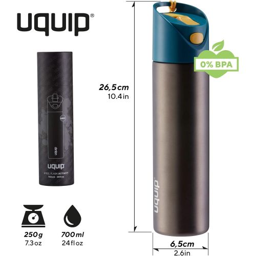  Uquip Activity Steel Outdoor Bottle - 24 oz Water Flask BPA-Free Leakproof for Bike and Sport