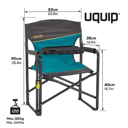 콜맨 Uquip Woody Portable Folding Directors Chair with Tiltable Table