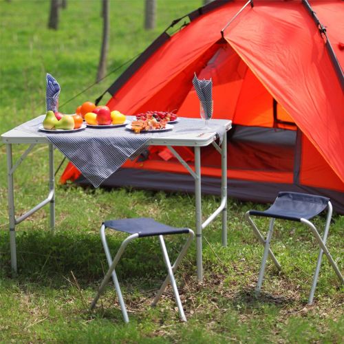  Uquip KingCamp Folding Camping Table Stool Suit, Adjustable Portable Lightweight Compact Picnic Table with 4 Fishing Stools,for Indoor or Outdoor Party & Activities, Aluminum