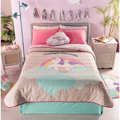  Urban UNICORN KIDS GIRLS CHIC REVERSIBLE COMFORTER SET 4 PCS FULL SIZE