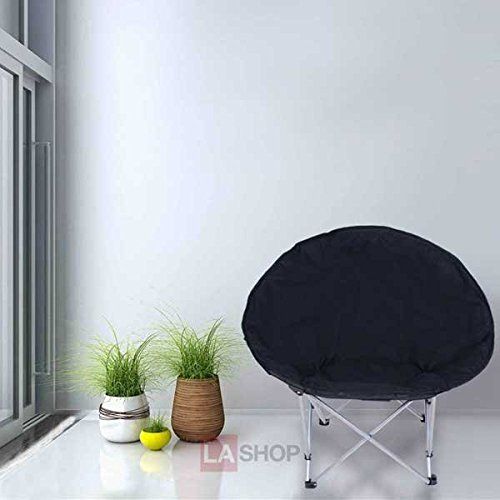  Urban New Large Oversize Black Folding Black Saucer Padded Moon Chair for Camping Hiking Porch Comfort Lounge Bedroom Garden Furniture Seat Opt