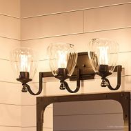 Urban Ambiance Luxury Crystal Bathroom Vanity Light, Medium Size: 7.5H x 23W, with French Country Style Elements, Olde Bronze Finish and Clear Water Shade, UHP2033 from The Ravenna Collection by