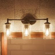 Urban Ambiance Luxury Vintage Bathroom Vanity Light, Medium Size: 10H x 23W, with Antique Style Elements, Elegant Estate Bronze Finish and Seeded Glass, Includes Edison Bulbs, UQL2272 by Urban Am