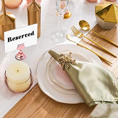  Urban Deco 16 Pieces Table Card Holder 1.6 inches Gold Steel Card Holders for Photos, Food Signs, Memo Notes, Weddings, Restaurants, Birthdays. (Rose Gold)