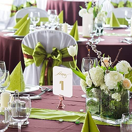  Urban Deco 16 Pieces Table Card Holder 1.6 inches Gold Steel Card Holders for Photos, Food Signs, Memo Notes, Weddings, Restaurants, Birthdays. (Rose Gold)