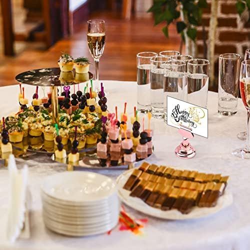  Urban Deco 16 Pieces Table Card Holder 1.6 inches Gold Steel Card Holders for Photos, Food Signs, Memo Notes, Weddings, Restaurants, Birthdays. (Rose Gold)