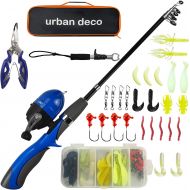 Urban Deco Kids Fishing Pole Set Portable Telescopic Kids Fishing Rod and Reel Combo Kit with Tackle Box for Beginners, Boys,Girls,Youth