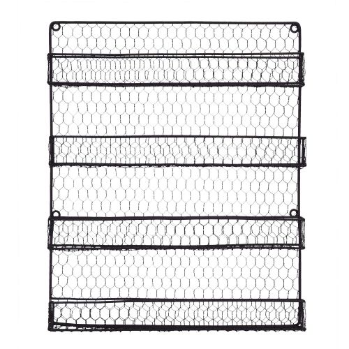  Urban Deco Chicken Wire Spice Rack [4 Tier] Wall Mounted Spice Rack Organizer, Rural Style Spice Organizer, Spice Rack Wall Mount (Black)