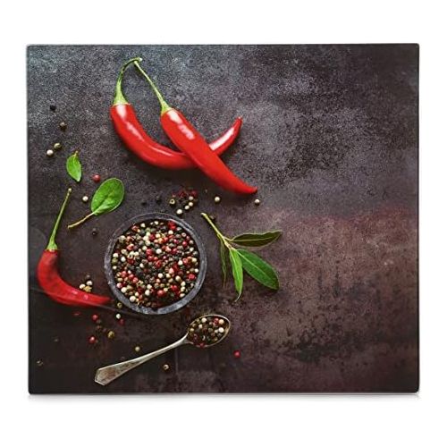  [아마존베스트]Urban Design XL Glass Hob Cover Chopping Board Cover Plate for Ceramic Hob Design Hot Chilli Hob Cover Splash Guard