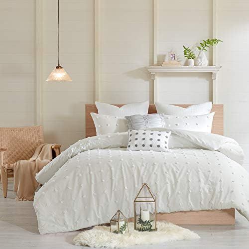  [아마존베스트]Urban Habitat Brooklyn Teen Girls Duvet Cover Set Twin/Twin XL Size - Ivory, Tufted Cotton Chenille Dots  5 Piece Duvet Covers Bedding Sets  100% Cotton Jacquard Girls Bedding Be