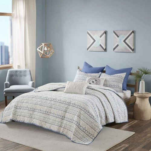  [아마존베스트]Urban Habitat Rochelle Full/Queen Size Teen Boys Quilt Bedding Set - Blue, Geometric  7 Piece Boys Bedding Quilt Coverlets  100% Cotton Bed Quilts Quilted Coverlet