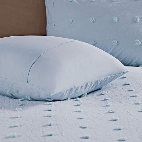  [아마존베스트]Urban Habitat Duvet Set 100% Cotton Jacquard, Tufts Accent Shabby Chic All Season Comforter Cover, Matching Shams, Decorative Pillows, Twin/Twin XL(68x92), Brooklyn, Blue