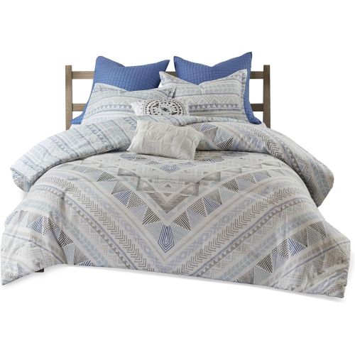  Urban Habitat Rochelle 7 Piece Cotton Reversible Comforter Set KingCal KingBlue