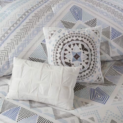  Urban Habitat Rochelle 7 Piece Cotton Reversible Comforter Set KingCal KingBlue