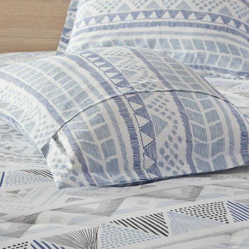  Urban Habitat Rochelle 7 Piece Cotton Reversible Comforter Set KingCal KingBlue