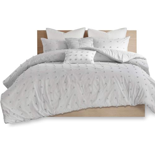  Urban Habitat Myla KingCal King Size Bed Comforter Set Bed in A Bag - Ivory, Seafoam Green, Jacquard Tufted Dots Pom Pom  7 Pieces Bedding Sets  100% Cotton Bedroom Comforters