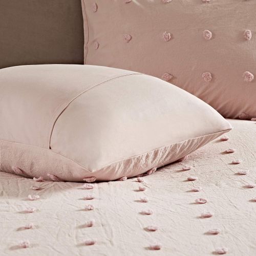  Urban Habitat Brooklyn Comforter Set KingCal King Size - Pink , Tufted Cotton Chenille Dots  7 Piece Bed Sets  100% Cotton Jacquard Teen Bedding For Girls Bedroom