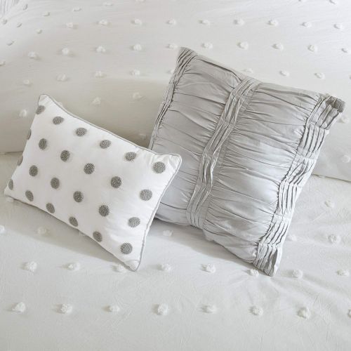  Urban Habitat Brooklyn Teen Girls Duvet Cover Set FullQueen Size - Ivory, Tufted Cotton Chenille Dots  7 Piece Duvet Covers Bedding Sets  100% Cotton Jacquard Girls Bedding Bed