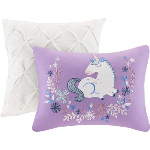  [아마존베스트]Urban Habitat Kids Lola Comforter Reversible 100% Cotton Shell Unicorn Flower Botanical Soft Embroidered Pillow Overfilled Down Alternative Hypoallergenic All Season Bedding-Set, T