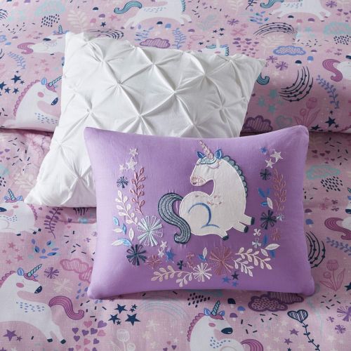  [아마존베스트]Urban Habitat Kids Lola Comforter Reversible 100% Cotton Shell Unicorn Flower Botanical Soft Embroidered Pillow Overfilled Down Alternative Hypoallergenic All Season Bedding-Set, T