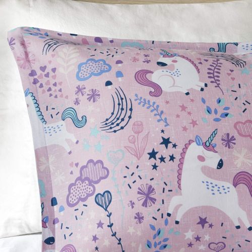  [아마존베스트]Urban Habitat Kids Lola Comforter Reversible 100% Cotton Shell Unicorn Flower Botanical Soft Embroidered Pillow Overfilled Down Alternative Hypoallergenic All Season Bedding-Set, T