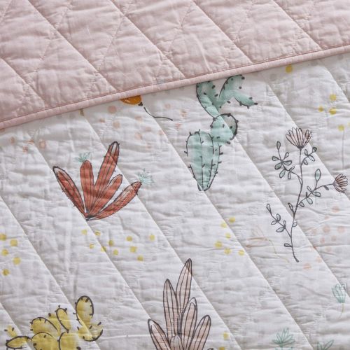  [아마존베스트]Urban Habitat Kids Bloom Quilt Reversible 100% Cotton Cactus Printed Soft Desert Theme Textured Down Alternative Hypoallergenic All Season Coverlet Bedding-Set, Twin, Red Multi