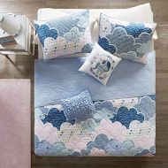 [아마존베스트]Urban Habitat Kids Cloud Bedding Blue, Geometric, Unicorn  4 Piece Kids Girls 100% Cotton Quilt Sets Coverlet, Twin,UHK13-0019,Cloud Blue