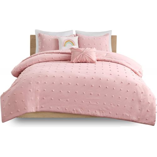  [아마존베스트]Urban Habitat Kids Callie Cotton Jacquard Pom Comforter Set, Twin, Pink