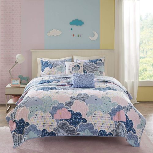  Urban Habitat Kids Cloud FullQueen Bedding For Girls Quilt Set - Pink , Geometric, Unicorn  5 Piece Kids Girls Quilts  100% Cotton Quilt Sets Coverlet