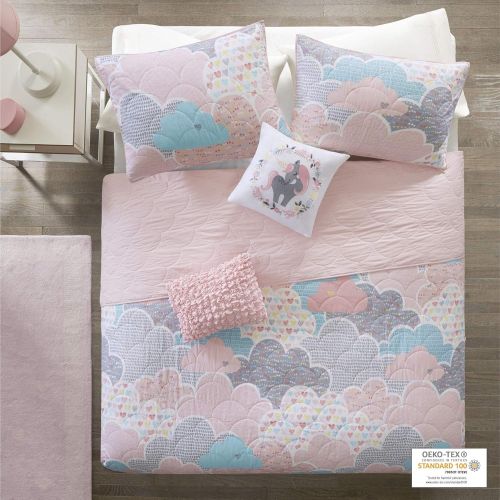  Urban Habitat Kids Cloud FullQueen Bedding For Girls Quilt Set - Pink , Geometric, Unicorn  5 Piece Kids Girls Quilts  100% Cotton Quilt Sets Coverlet