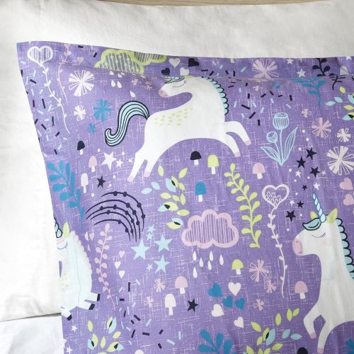  Urban Habitat Kids Lola FullQueen Comforter Sets for Girls - Purple, Aqua, Unicorns  5 Pieces Kids Girl Bedding Set  100% Cotton Childrens Bedroom Bed Comforters