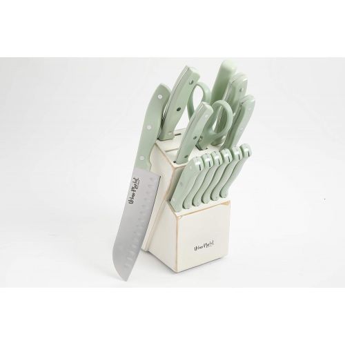  Urban Market by Gibson 122577.14 Life on the Farm Wood Block, 14 Piece Cutlery Set, 14pc green