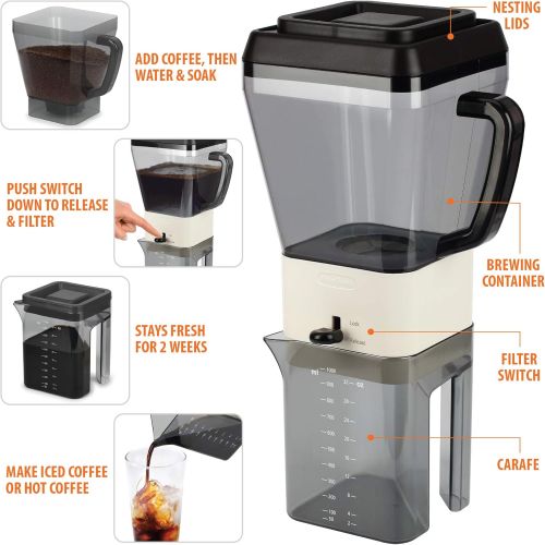  Urban Trend Cold Brew Iced Coffee Maker Brews 12 servings of Rich Coffee Concentrate for Hot or Cold Refreshment